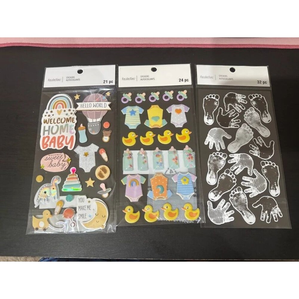NWT stack of 3 baby scrapbook stickers